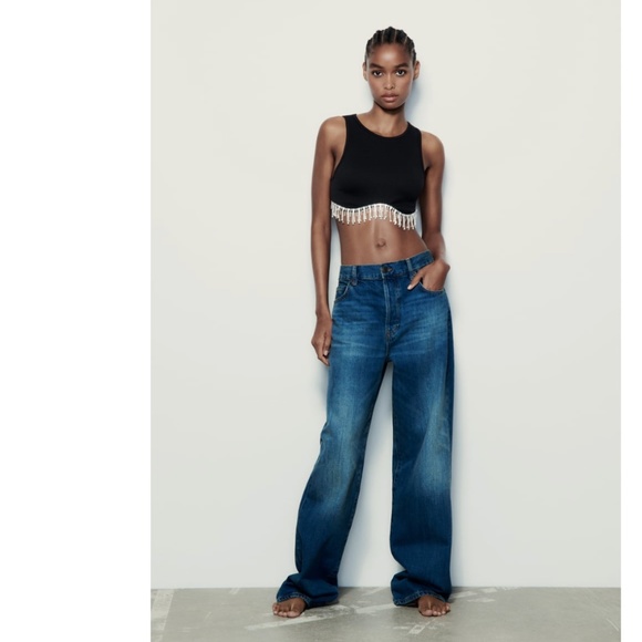 Zara Seamless Rhinestone Top Size M-L - Picture 1 of 7